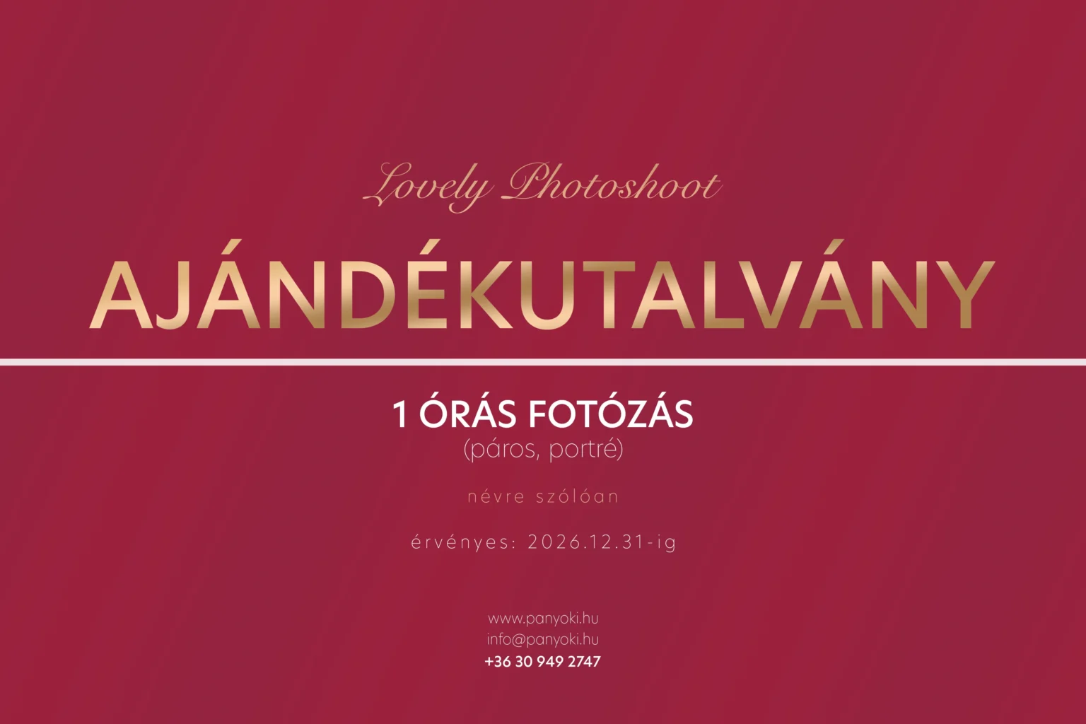 Valentin napi ajándékkupon - Páros fotózás voucher