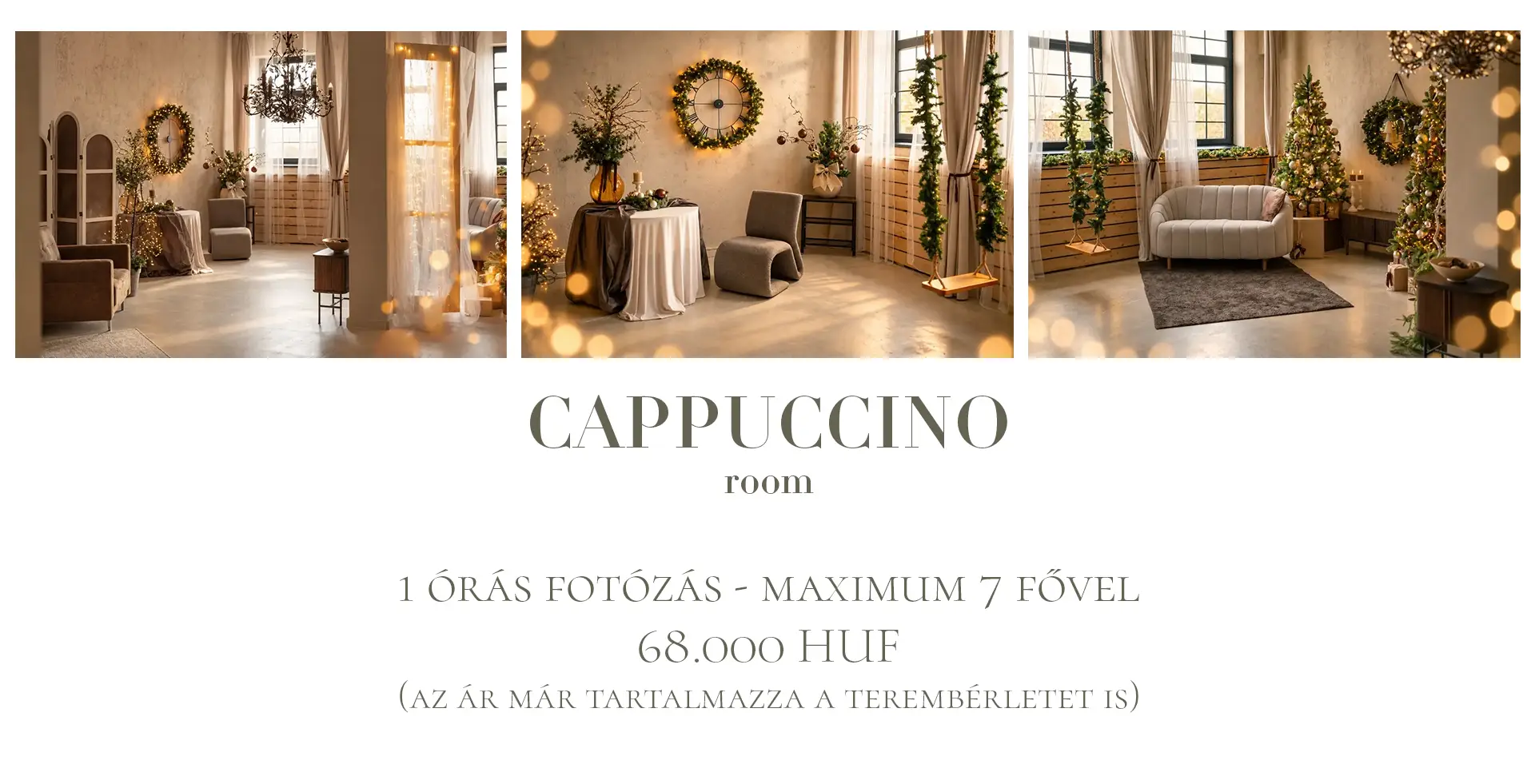 Karácsonyi fotózás a cappuccino stúdióban Budapesten , Meleg barnás design
